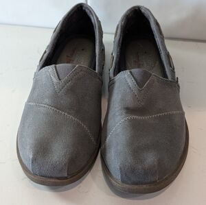 Bobs Women's Gray Slip-On Shoes Faux Suede Leather Size US 9 Memory Foam